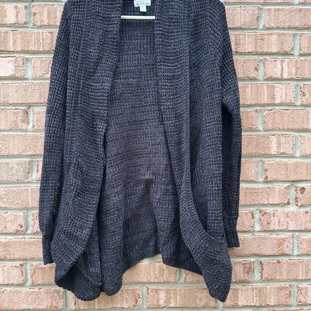Women's Gray Open-Front Sweater